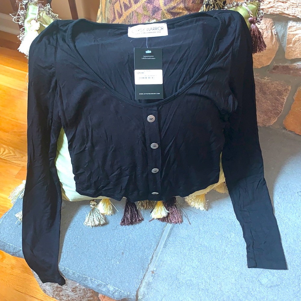 Gypsy Warrior black long sleeve crop top